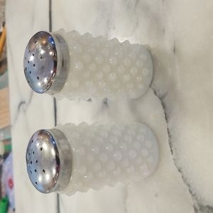 Vintage milkglass salt and pepper shakers